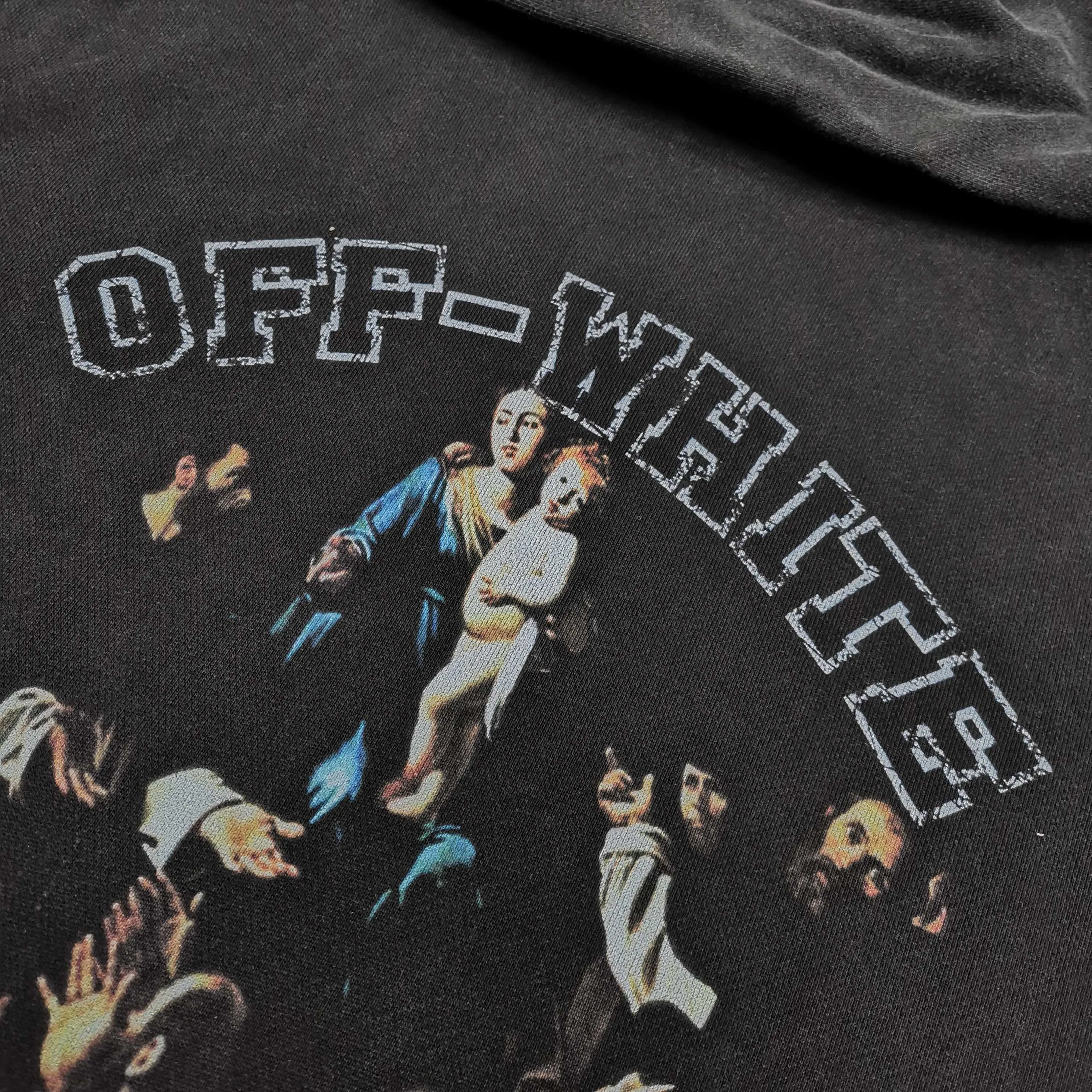 off white 25ss religious portrait oil painting 460g washed hooded sweatshirt Color: washed black Size: S M L XL P410